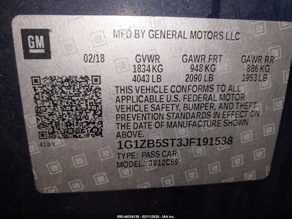 1G1ZB5ST3JF191538 2018 CHEVROLET MALIBU photo no. 9