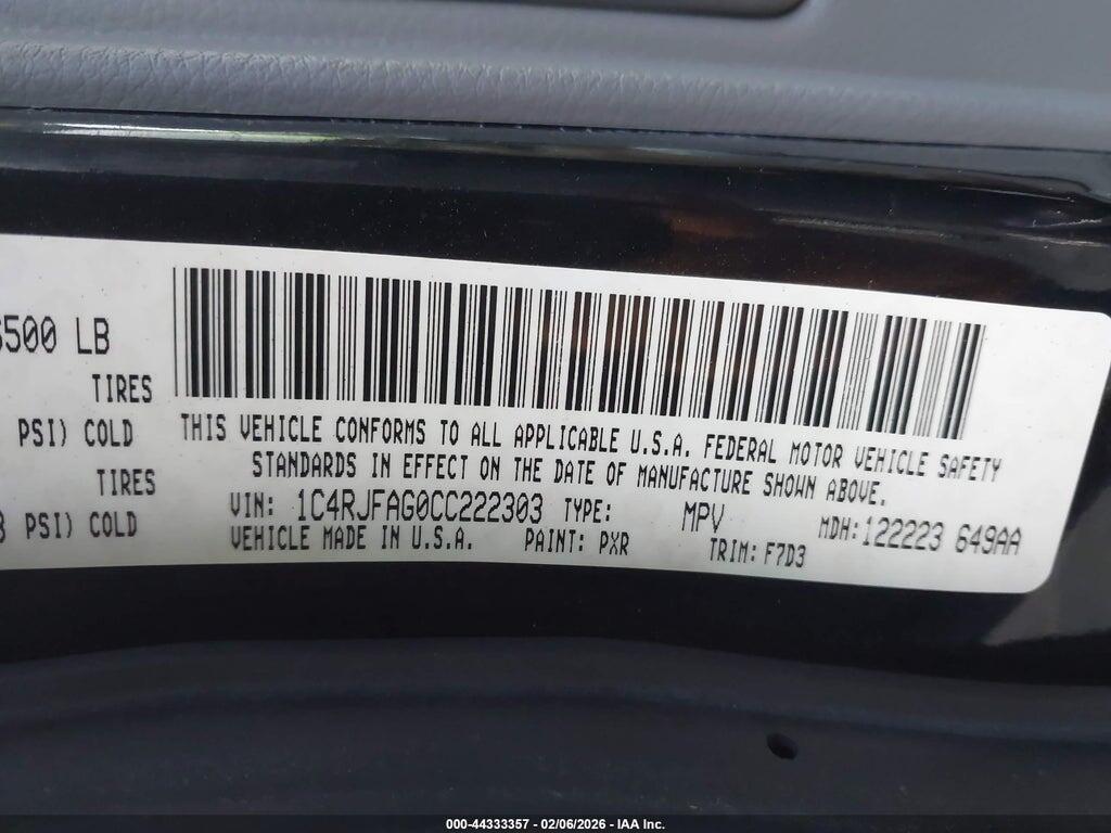 1C4RJFAG0CC222303 2012 JEEP GRAND CHEROKEE photo no. 9