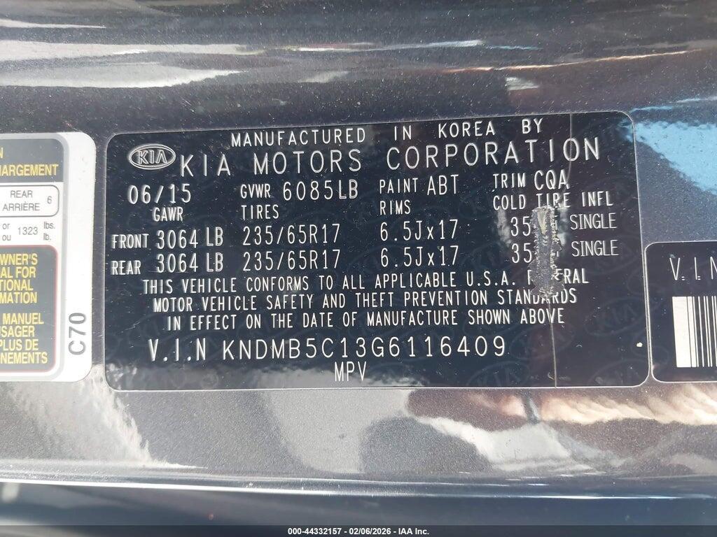 KNDMB5C13G6116409 2016 KIA SEDONA photo no. 9