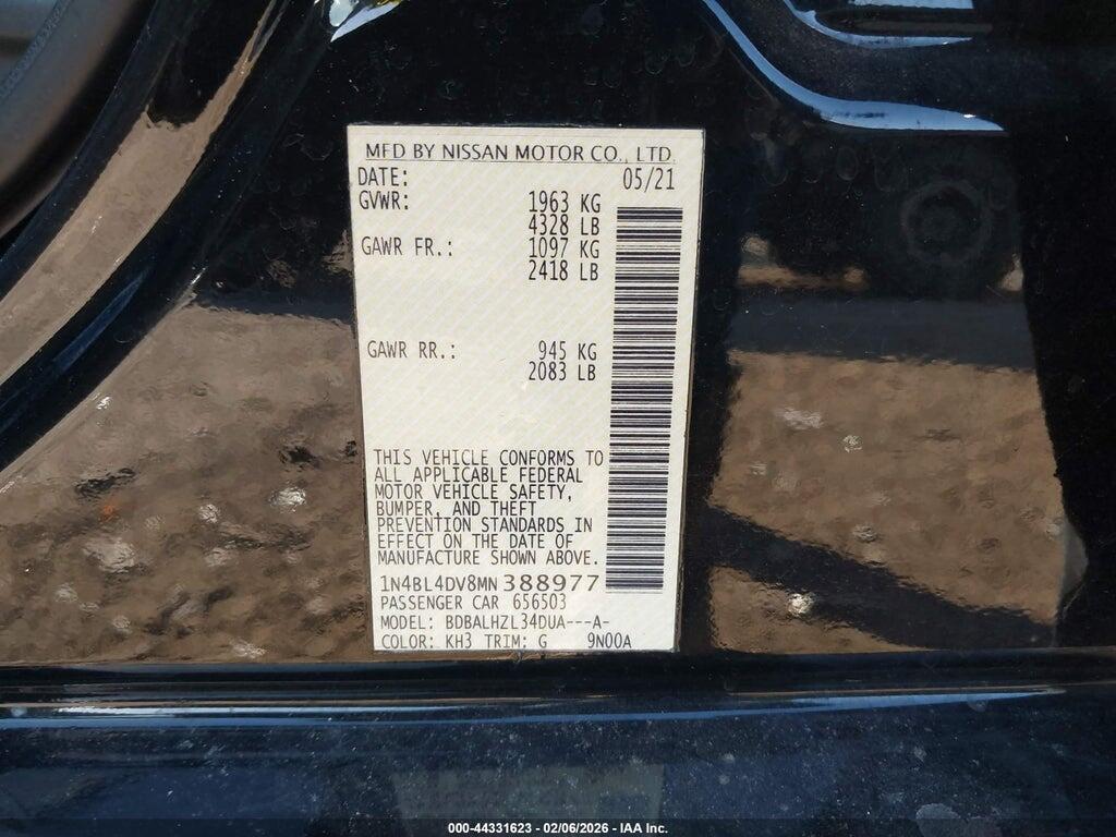 1N4BL4DV8MN388977 2021 NISSAN ALTIMA photo no. 9