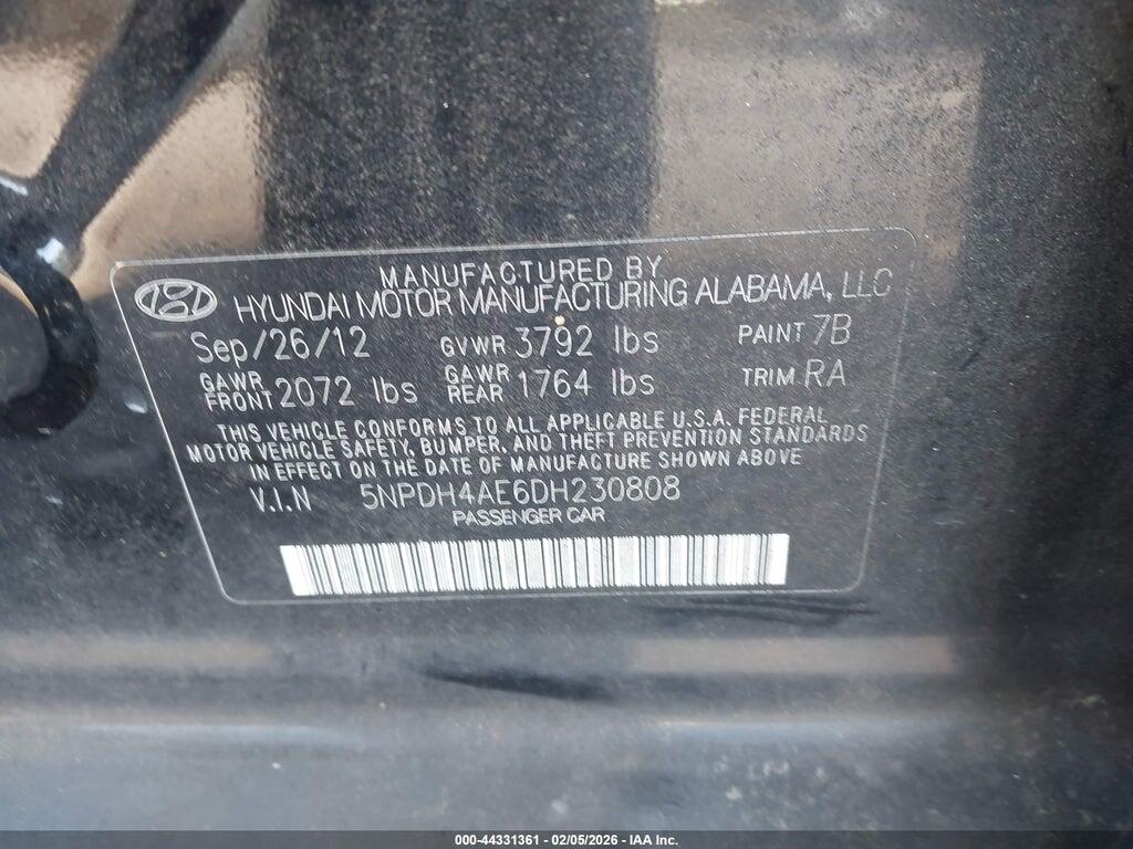 5NPDH4AE6DH230808 2013 HYUNDAI ELANTRA photo no. 9