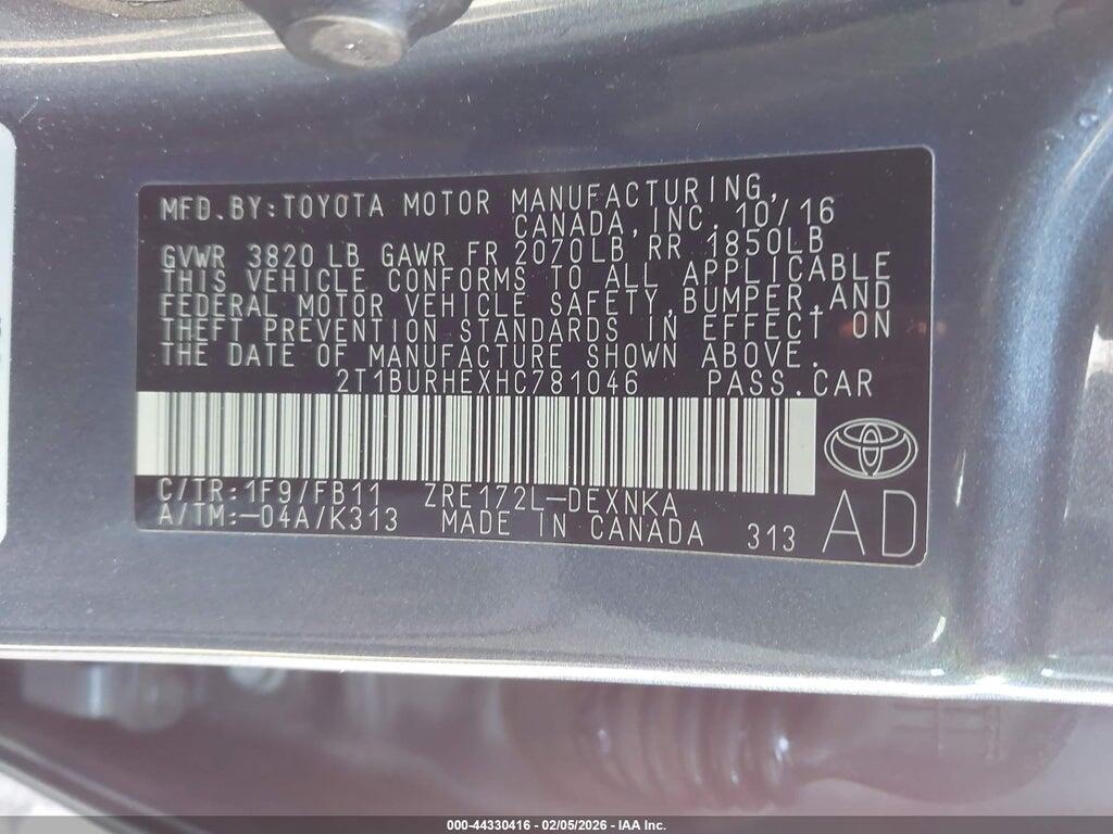 2T1BURHEXHC781046 2017 TOYOTA COROLLA photo no. 9