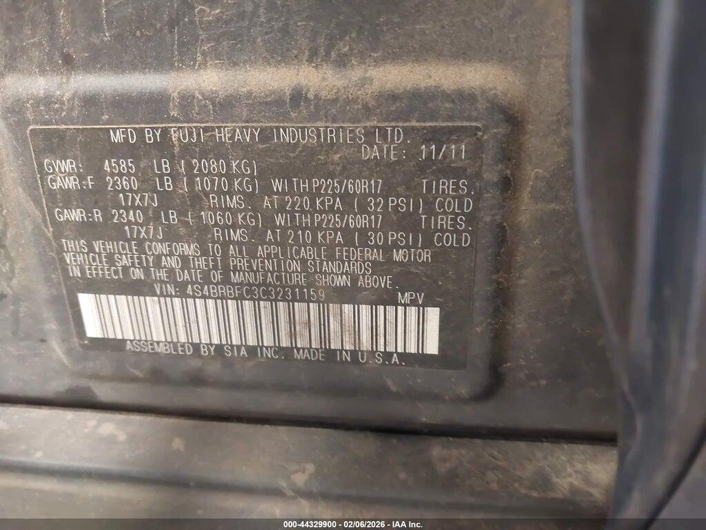4S4BRBFC3C3231159 2012 SUBARU OUTBACK photo no. 9