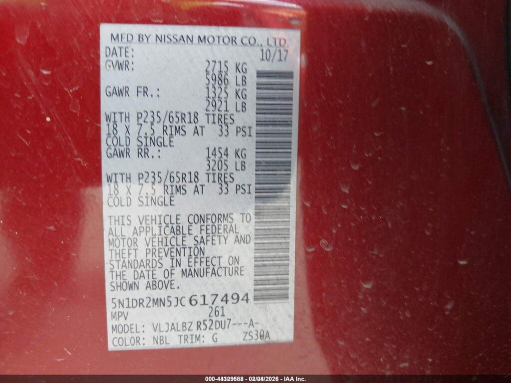 5N1DR2MN5JC617494 2018 NISSAN PATHFINDER photo no. 9