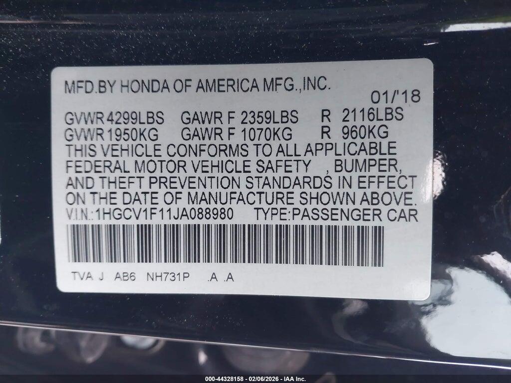 1HGCV1F11JA088980 2018 HONDA ACCORD photo no. 9
