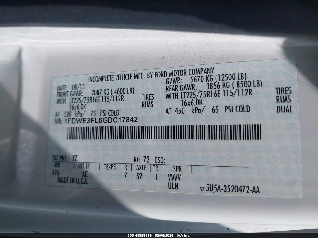 1FDWE3FL6GDC17842 2016 FORD E-350 CUTAWAY photo no. 8