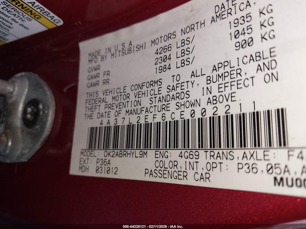 4A37L2EF6CE002211 2012 MITSUBISHI ECLIPSE SPYDER photo no. 9
