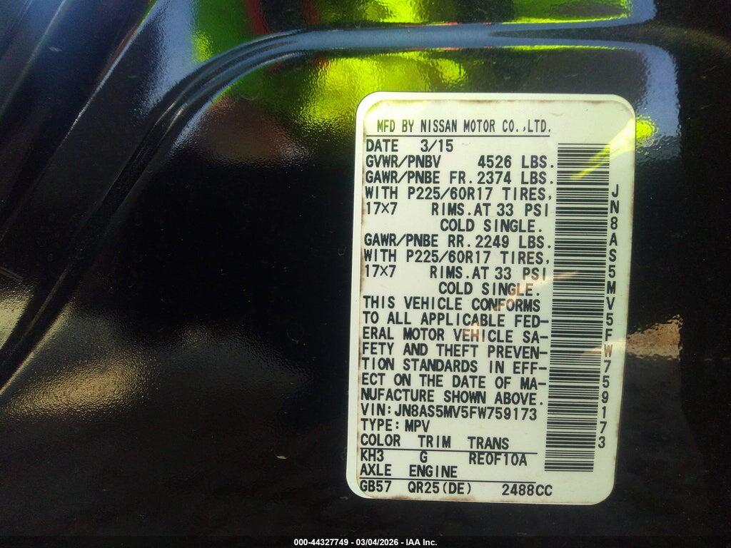 JN8AS5MV5FW759173 2015 NISSAN ROGUE SELECT photo no. 9