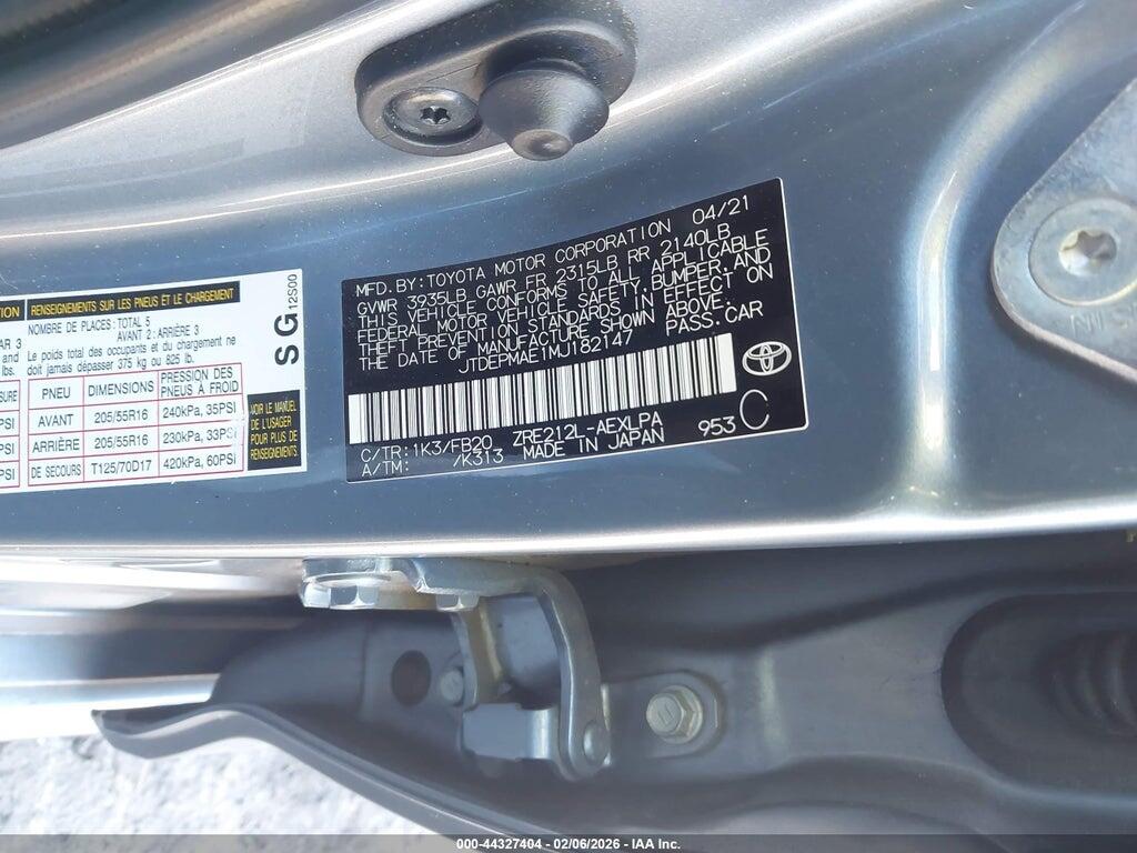 JTDEPMAE1MJ182147 2021 TOYOTA COROLLA photo no. 9