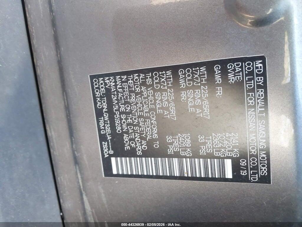 KNMAT2MV5LP519280 2020 NISSAN ROGUE photo no. 9