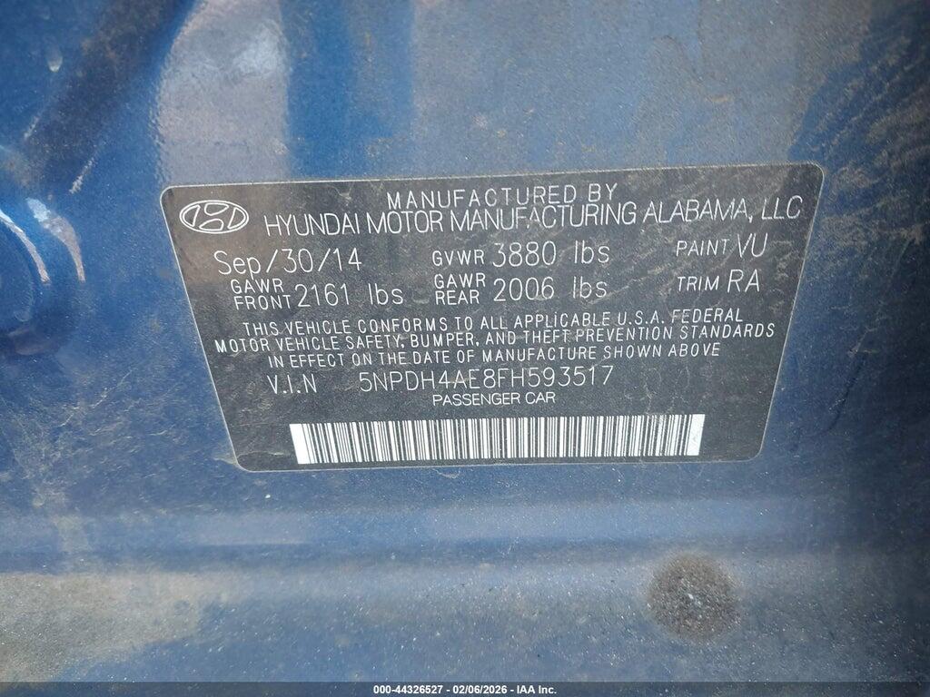 5NPDH4AE8FH593517 2015 HYUNDAI ELANTRA photo no. 9