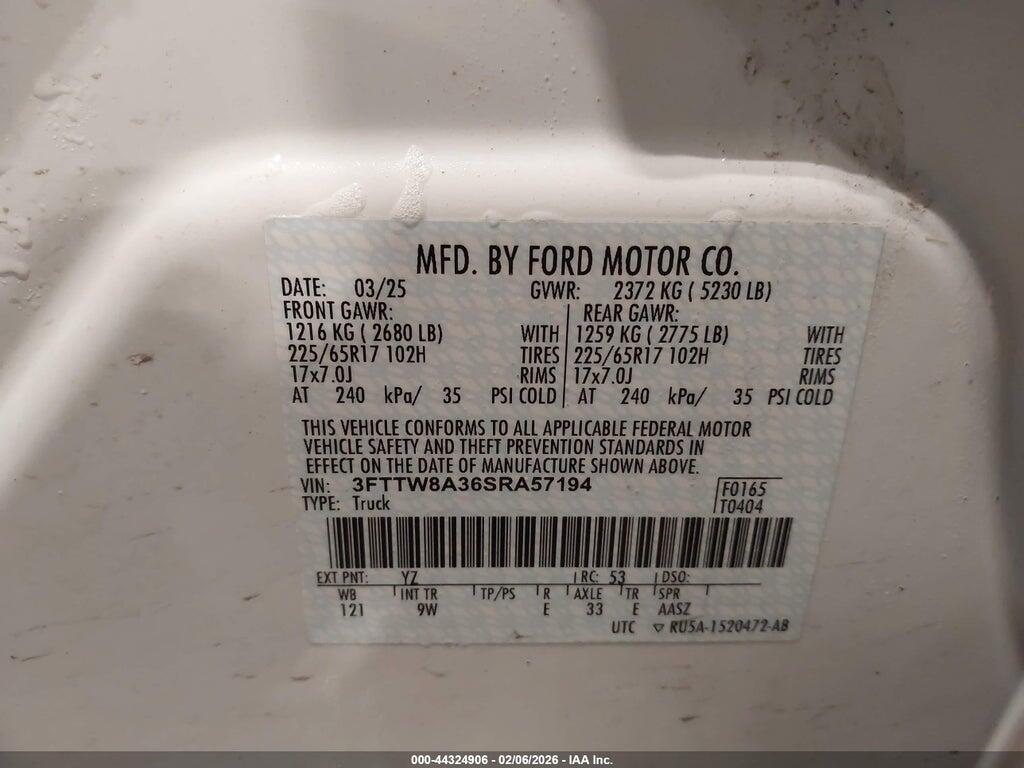 3FTTW8A36SRA57194 2025 FORD MAVERICK photo no. 9
