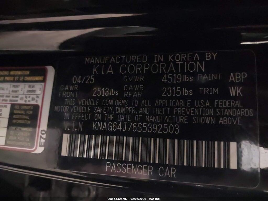 KNAG64J76S5392503 2025 KIA K5 photo no. 9