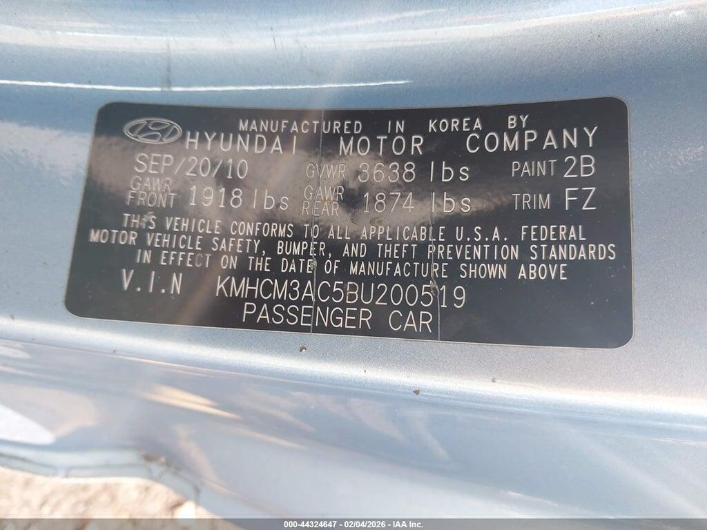 KMHCM3AC5BU200519 2011 HYUNDAI ACCENT photo no. 9