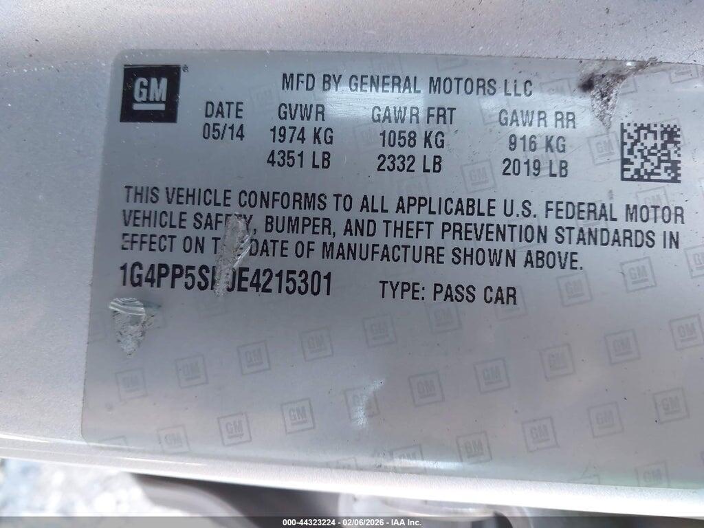 1G4PP5SK0E4215301 2014 BUICK VERANO photo no. 9