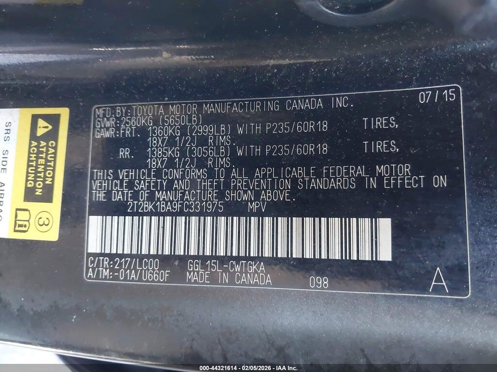 2T2BK1BA9FC331975 2015 LEXUS RX 350 photo no. 9
