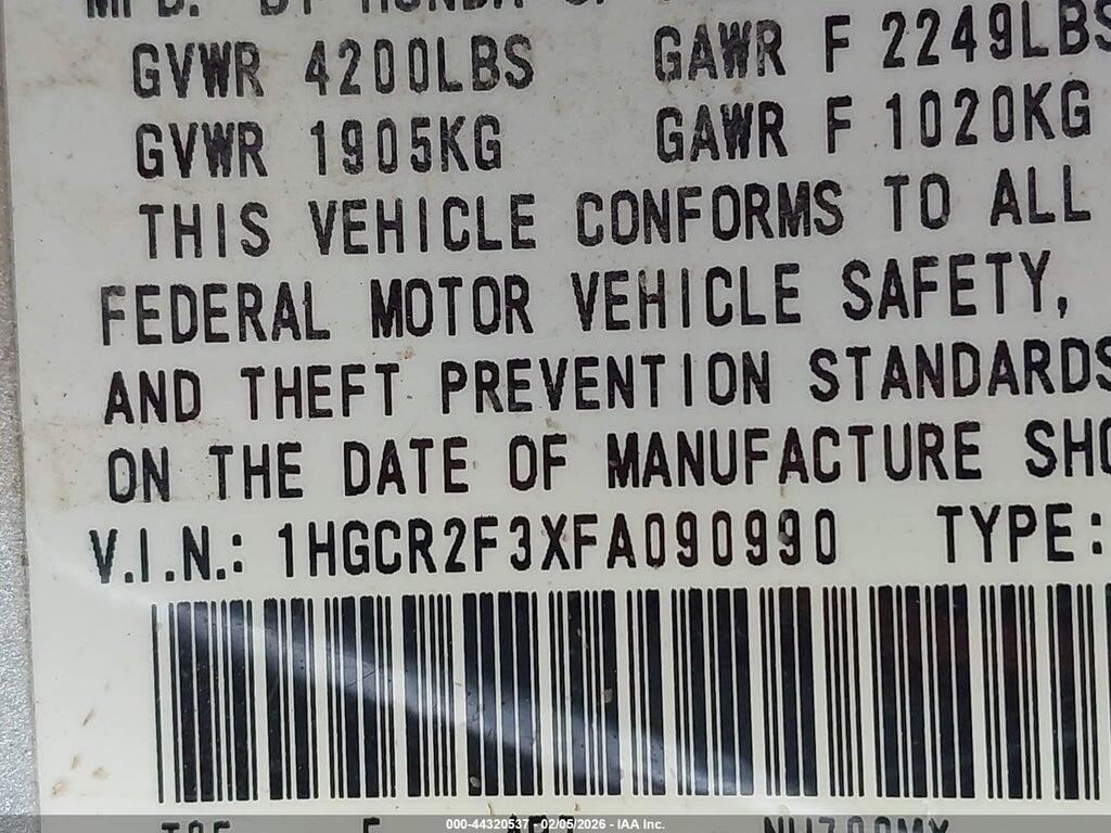 1HGCR2F3XFA090990 2015 HONDA ACCORD photo no. 9