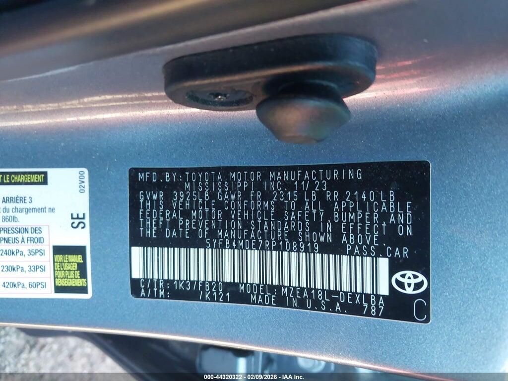 5YFB4MDE7RP108919 2024 TOYOTA COROLLA photo no. 9