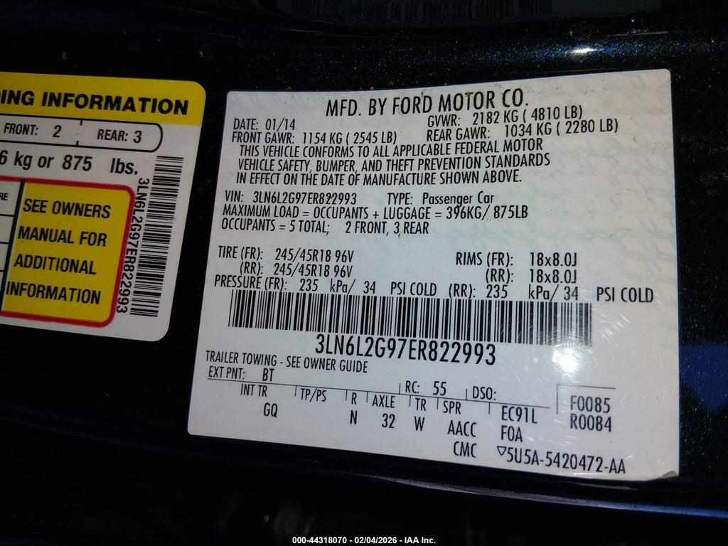 3LN6L2G97ER822993 2014 LINCOLN MKZ photo no. 9
