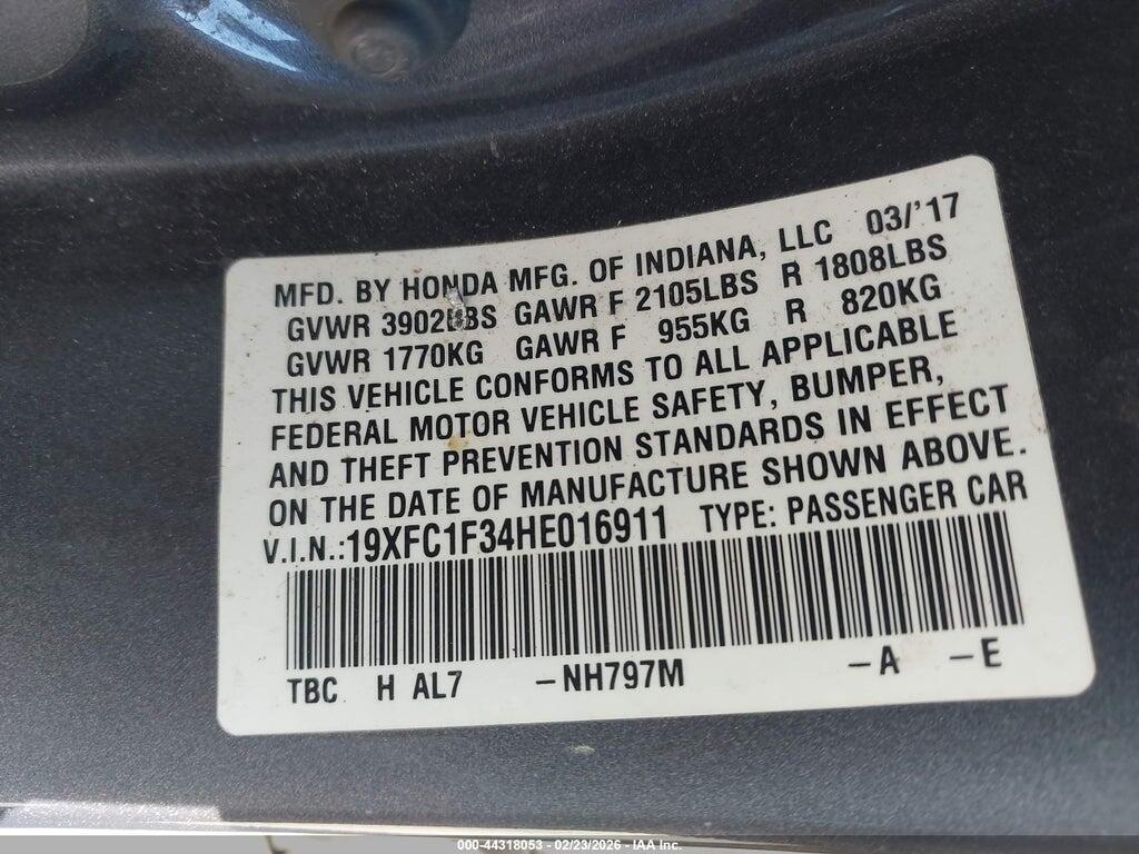 19XFC1F34HE016911 2017 HONDA CIVIC photo no. 9