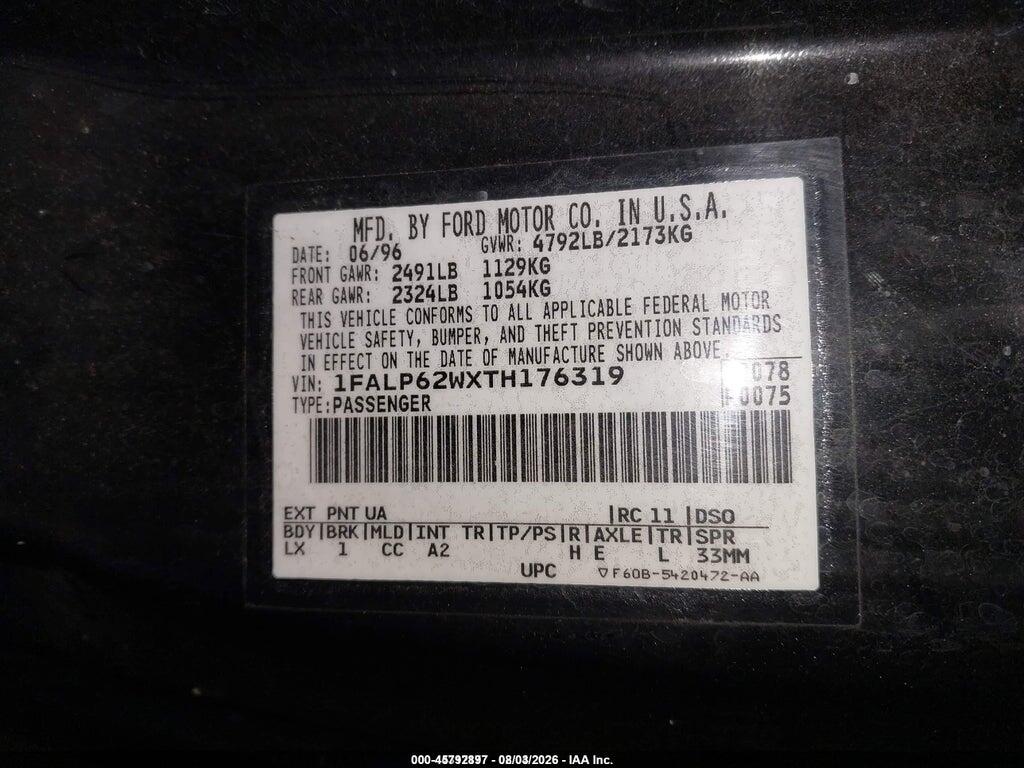 1FALP62WXTH176319 1996 FORD THUNDERBIRD photo no. 9