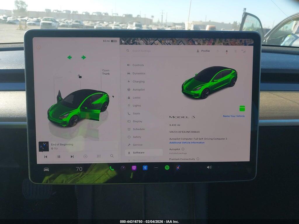5YJ3E1EA3NF298820 2022 TESLA MODEL 3 photo no. 7