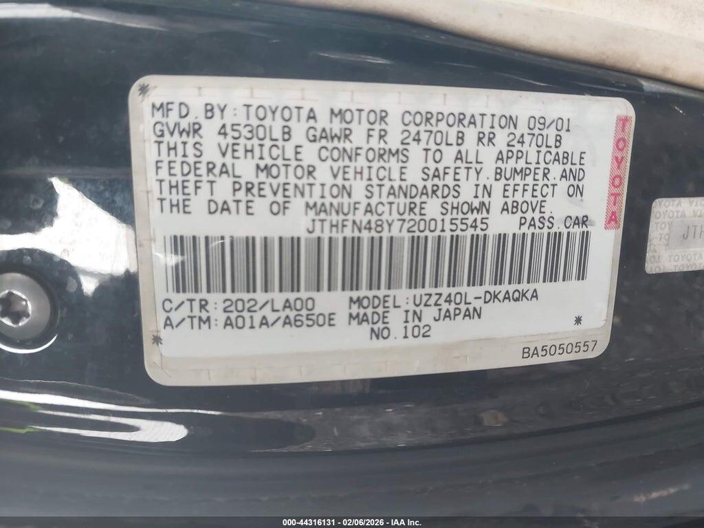JTHFN48Y720015545 2002 LEXUS SC 430 photo no. 9