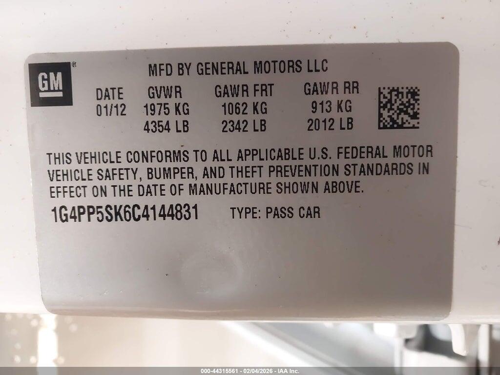 1G4PP5SK6C4144831 2012 BUICK VERANO photo no. 9