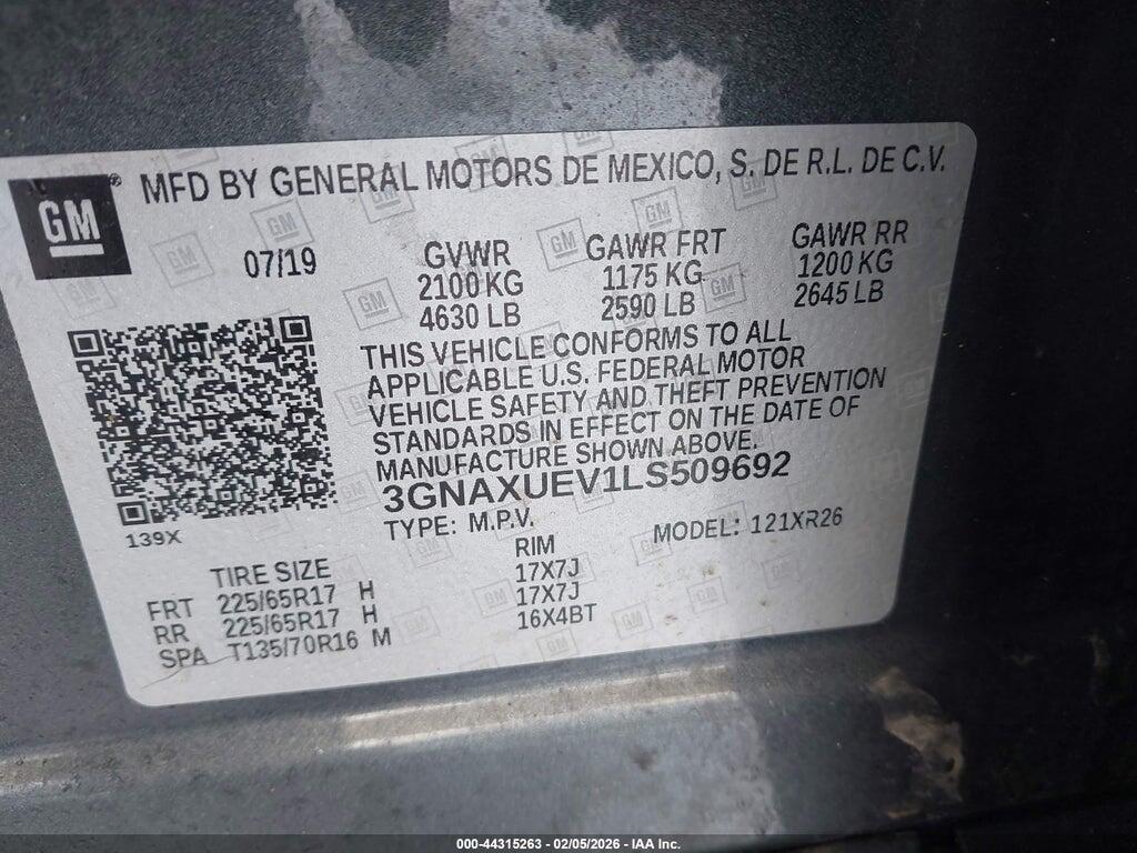 3GNAXUEV1LS509692 2020 CHEVROLET EQUINOX photo no. 9