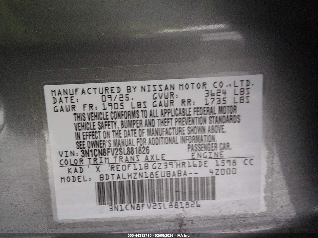 3N1CN8FV2SL881826 2025 NISSAN VERSA photo no. 9
