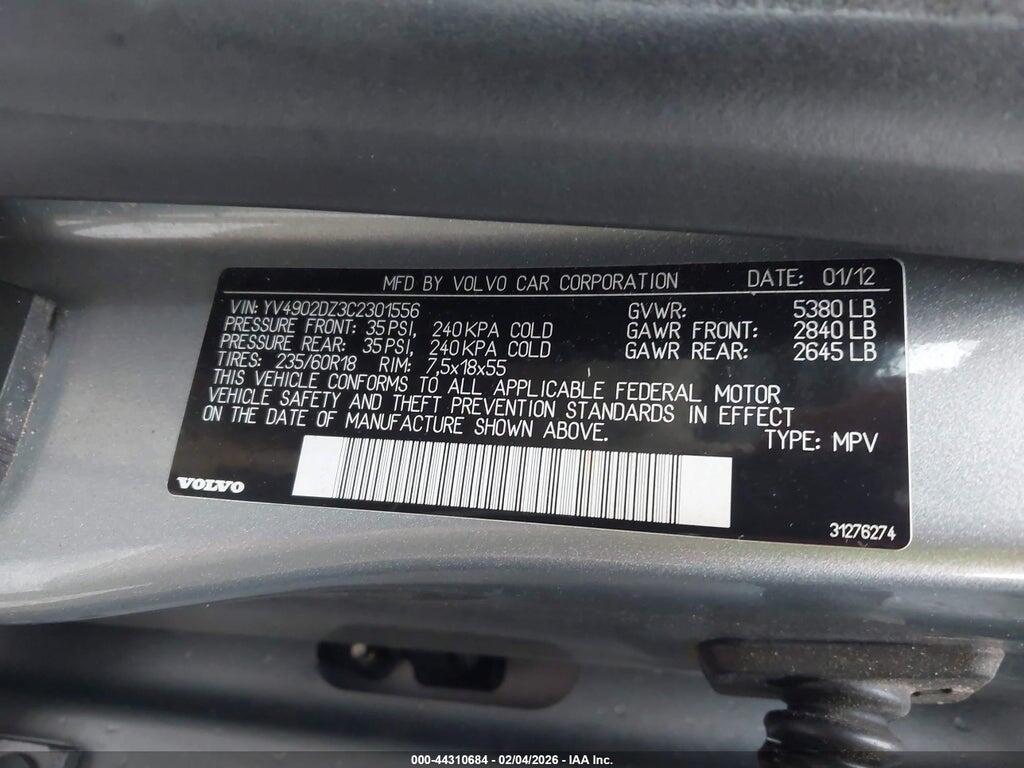 YV4902DZ3C2301556 2012 VOLVO XC60 photo no. 9
