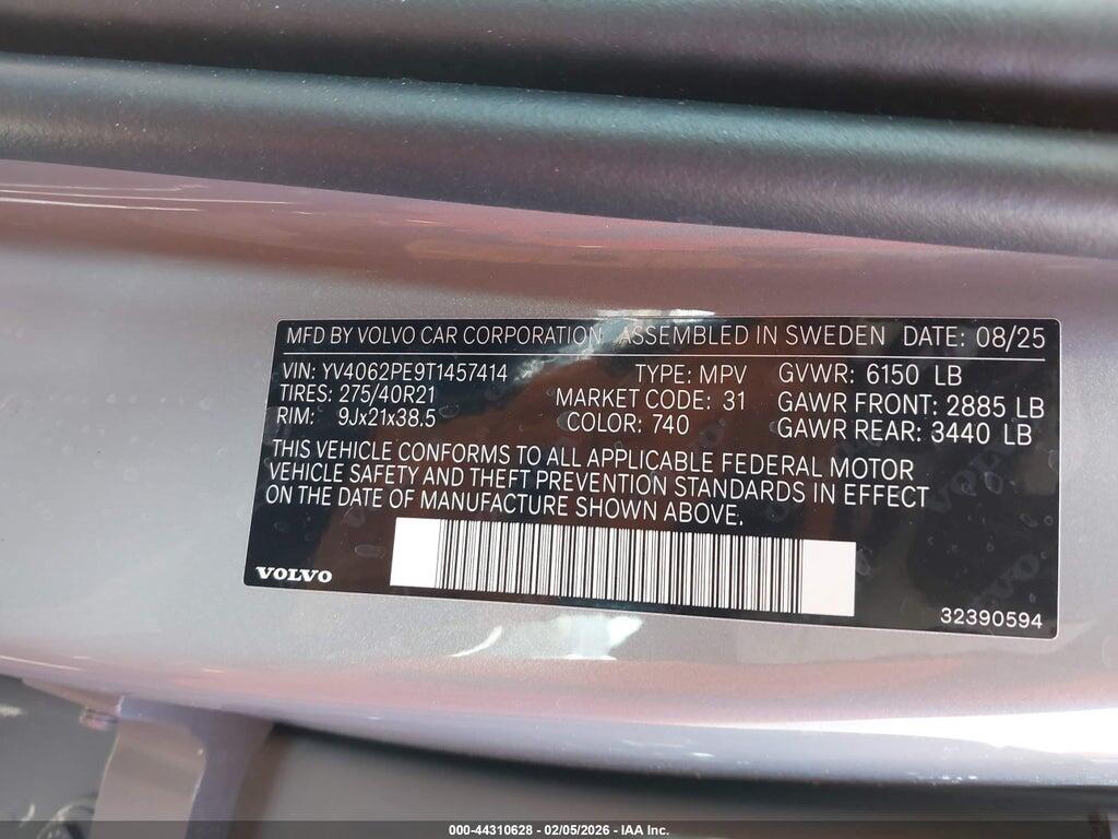 YV4062PE9T1457414 2026 VOLVO XC90 photo no. 9