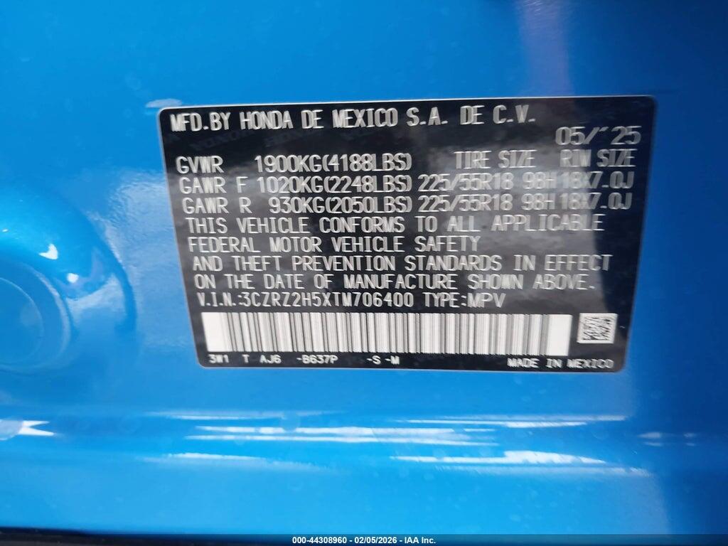 3CZRZ2H5XTM706400 2026 HONDA HR-V photo no. 9