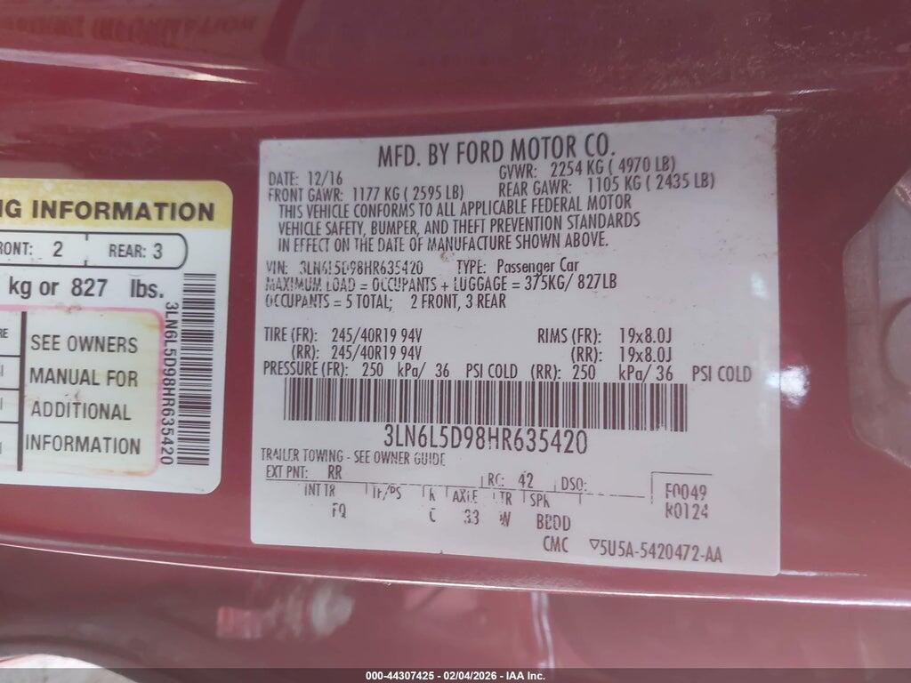 3LN6L5D98HR635420 2017 LINCOLN MKZ photo no. 9