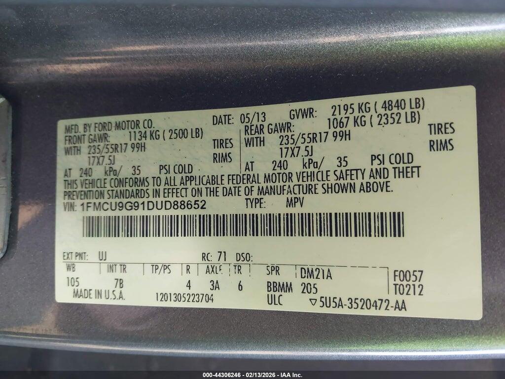 1FMCU9G91DUD88652 2013 FORD ESCAPE photo no. 9