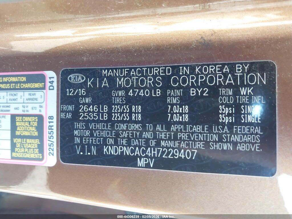 KNDPNCAC4H7229407 2017 KIA SPORTAGE photo no. 9
