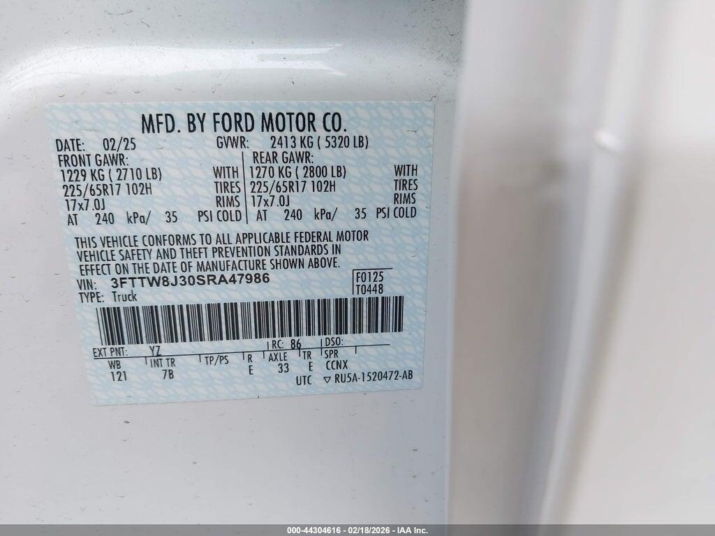 3FTTW8J30SRA47986 2025 FORD MAVERICK photo no. 9