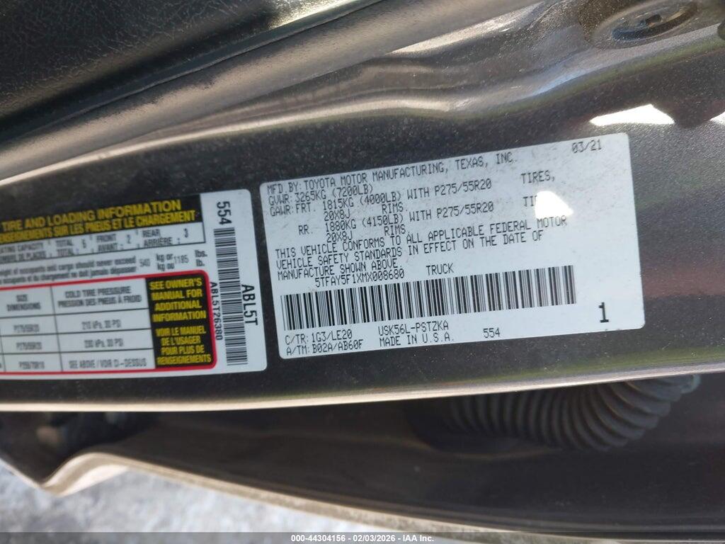 5TFAY5F1XMX008680 2021 TOYOTA TUNDRA photo no. 9