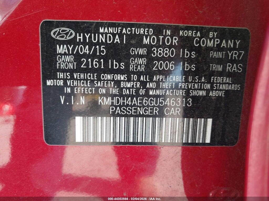 KMHDH4AE6GU546313 2016 HYUNDAI ELANTRA photo no. 9