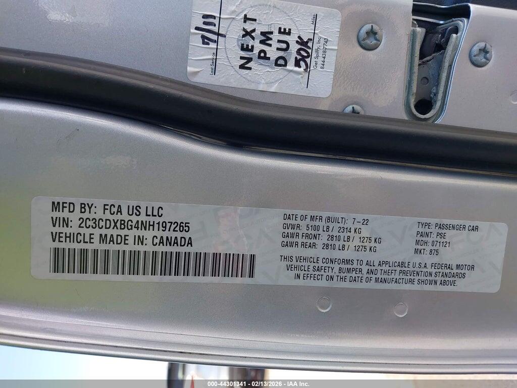 2C3CDXBG4NH197265 2022 DODGE CHARGER photo no. 9