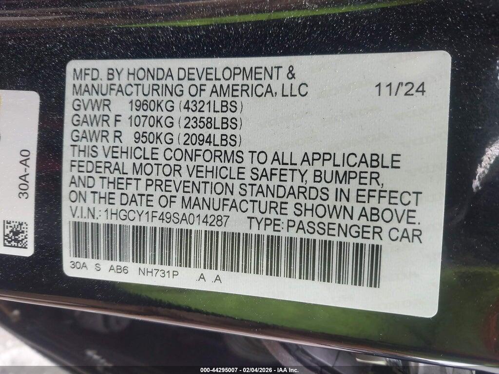 1HGCY1F49SA014287 2025 HONDA ACCORD photo no. 9