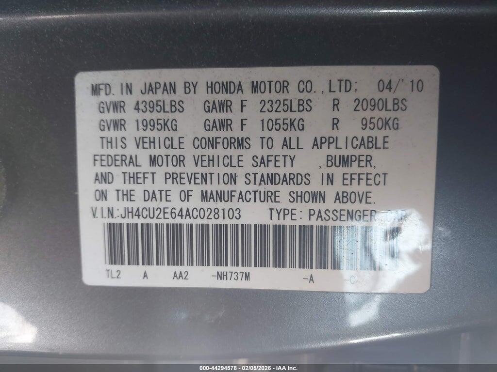 JH4CU2E64AC028103 2010 ACURA TSX photo no. 9