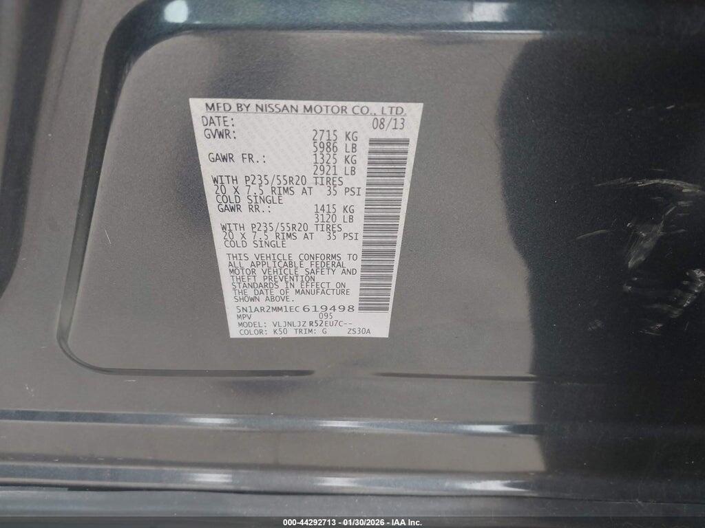 5N1AR2MM1EC619498 2014 NISSAN PATHFINDER photo no. 9