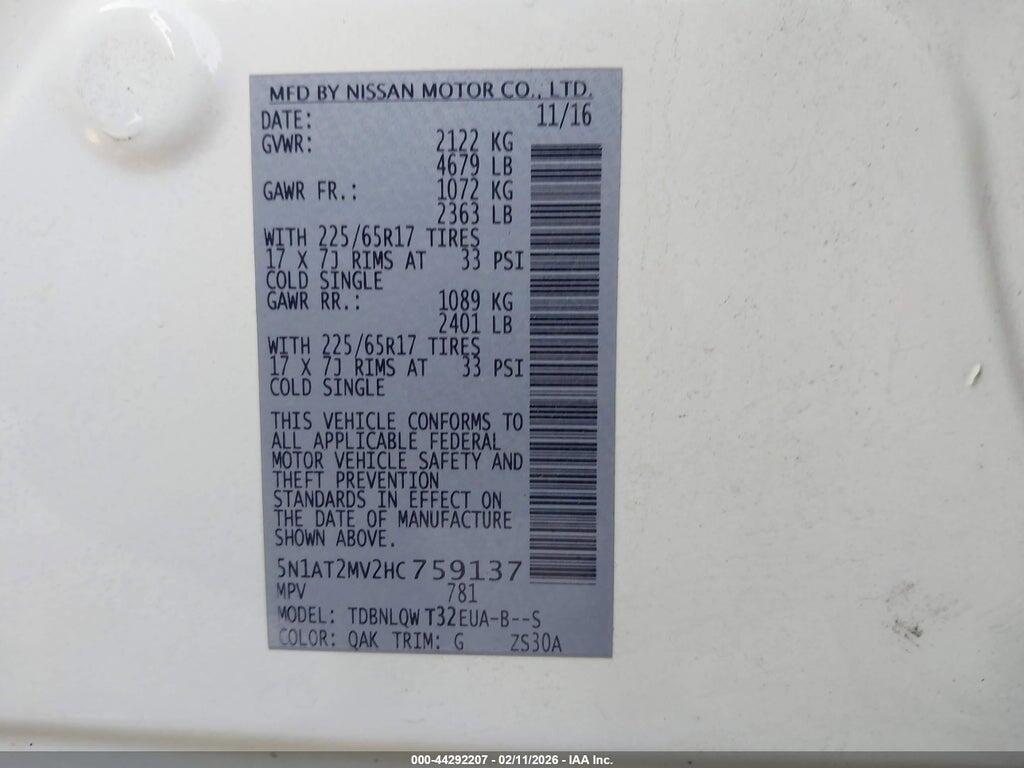 5N1AT2MV2HC759137 2017 NISSAN ROGUE photo no. 9