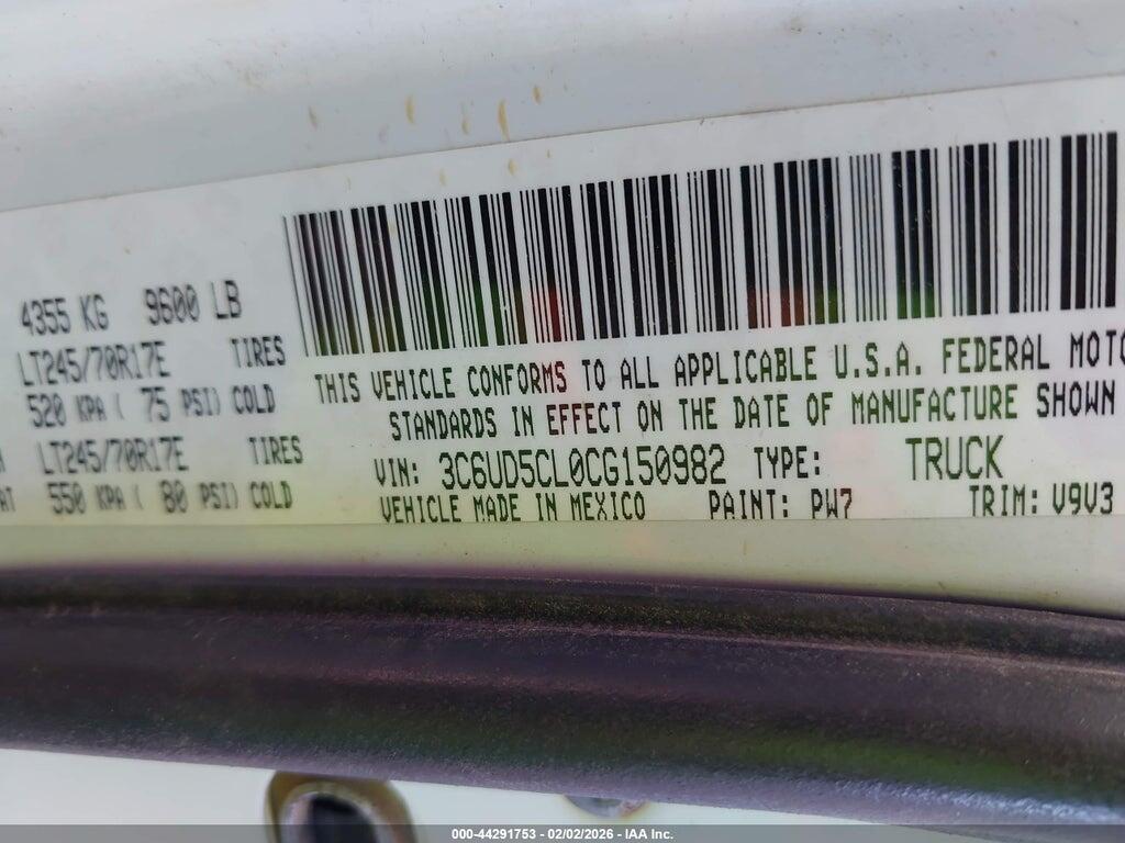 3C6UD5CL0CG150982 2012 RAM 2500 photo no. 9