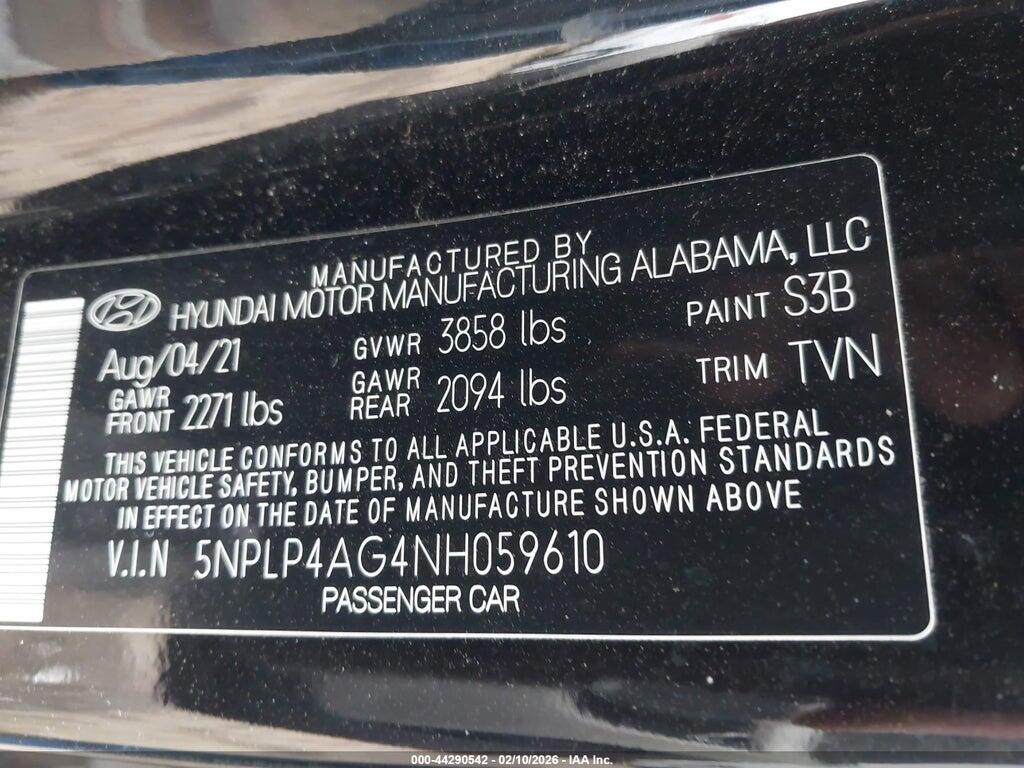 5NPLP4AG4NH059610 2022 HYUNDAI ELANTRA photo no. 9