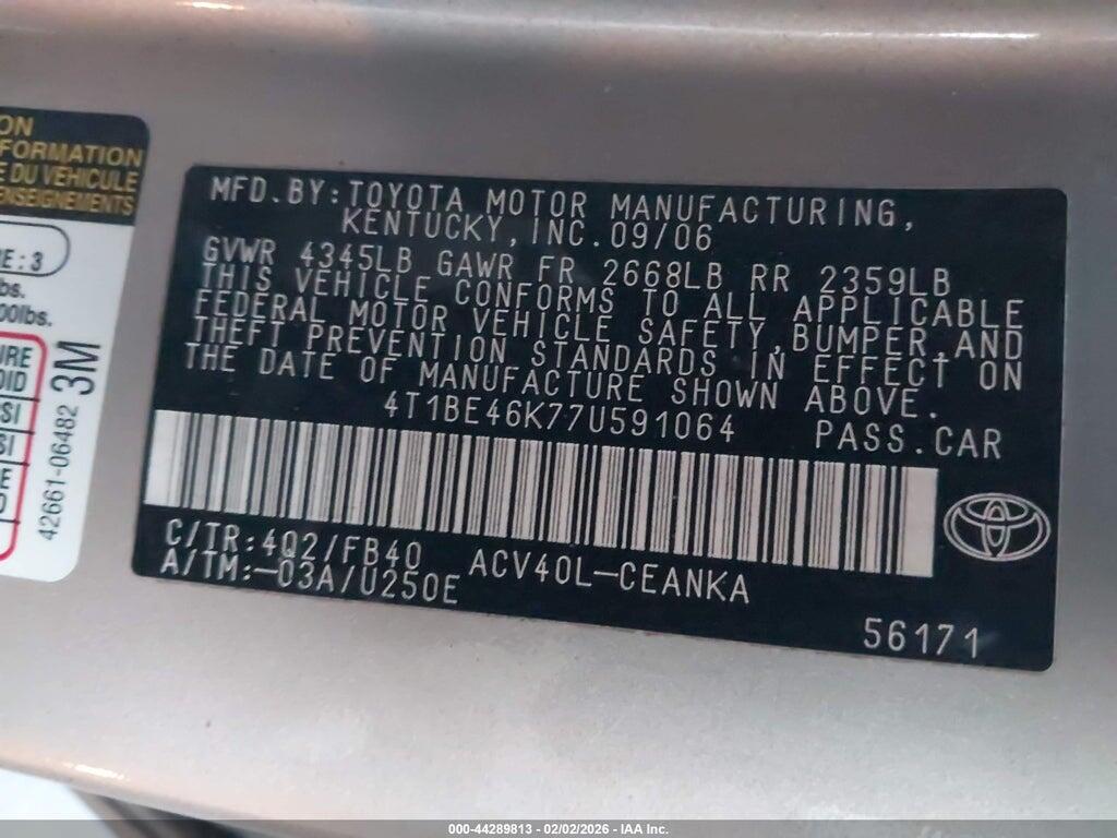 4T1BE46K77U591064 2007 TOYOTA CAMRY photo no. 9