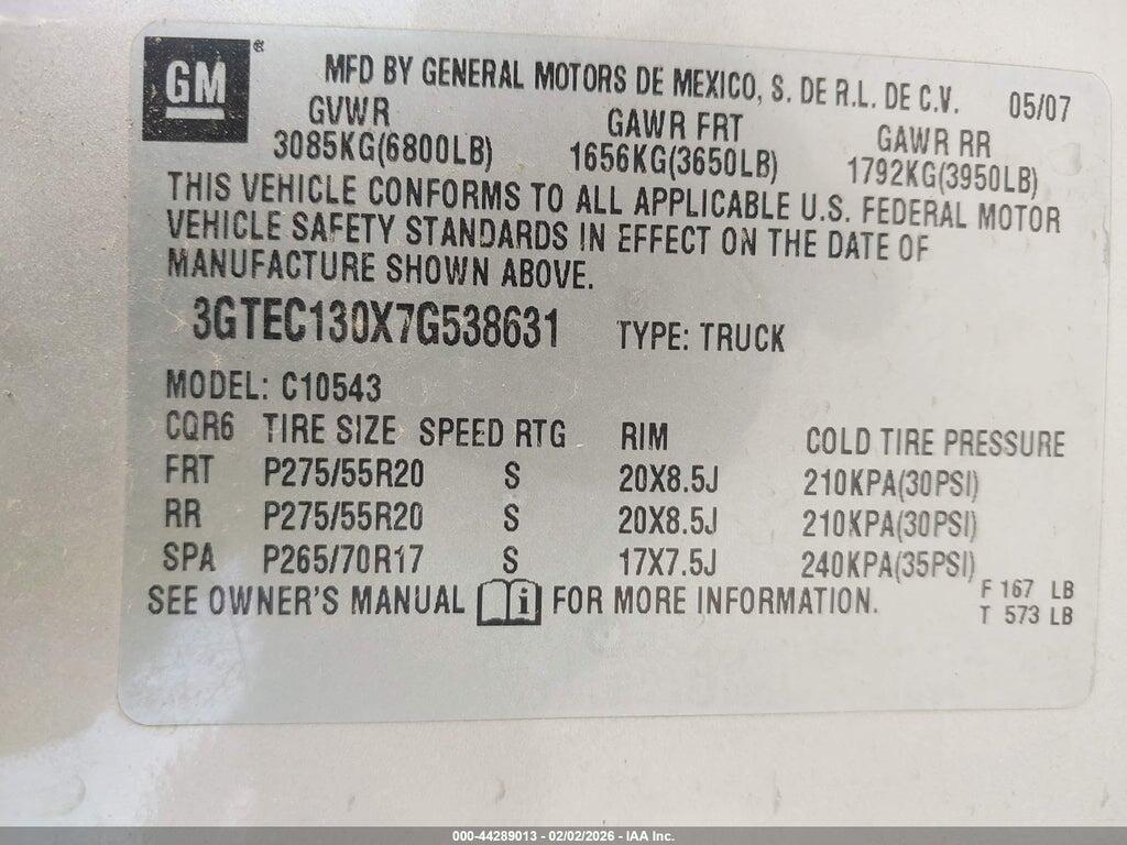 3GTEC130X7G538631 2007 GMC SIERRA 1500 photo no. 9
