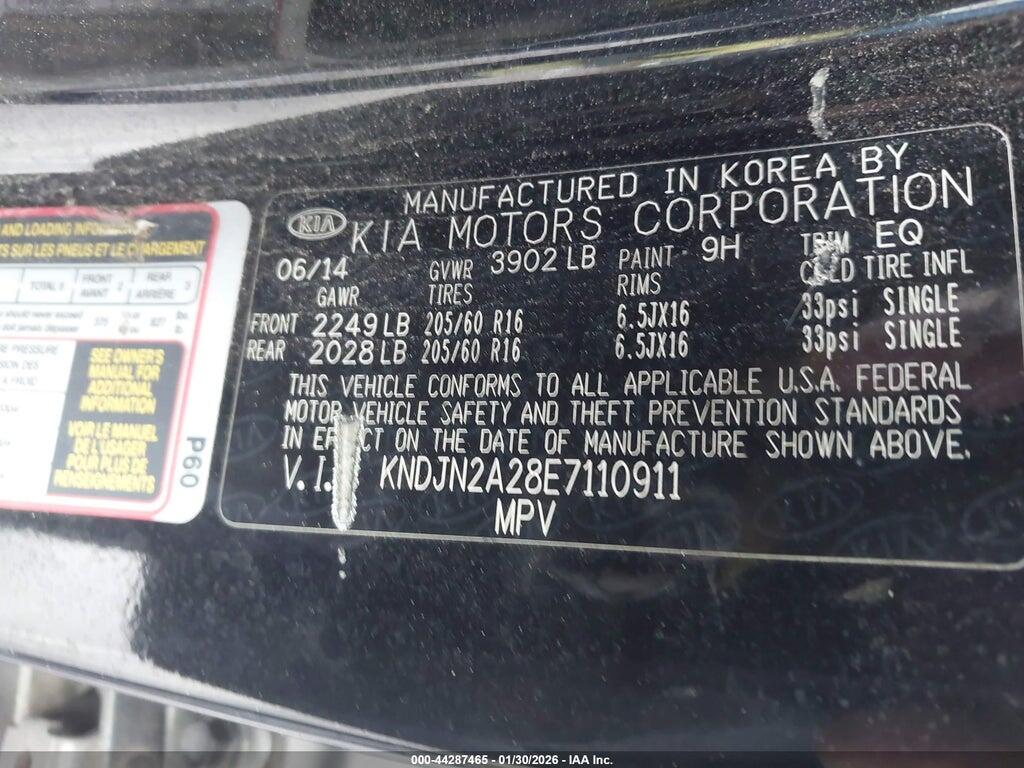 KNDJN2A28E7110911 2014 KIA SOUL photo no. 9
