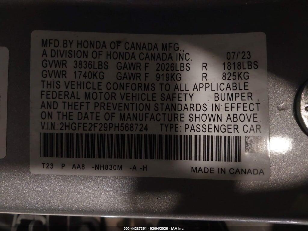 2HGFE2F29PH568724 2023 HONDA CIVIC photo no. 9